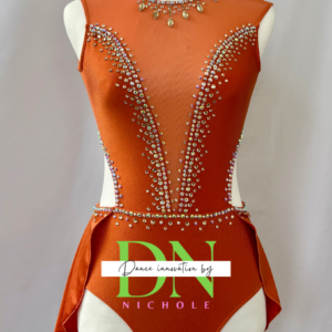 Orange Dance Costume with rhinestones