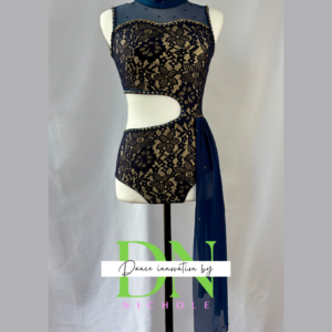 Navy lace dance costume front
